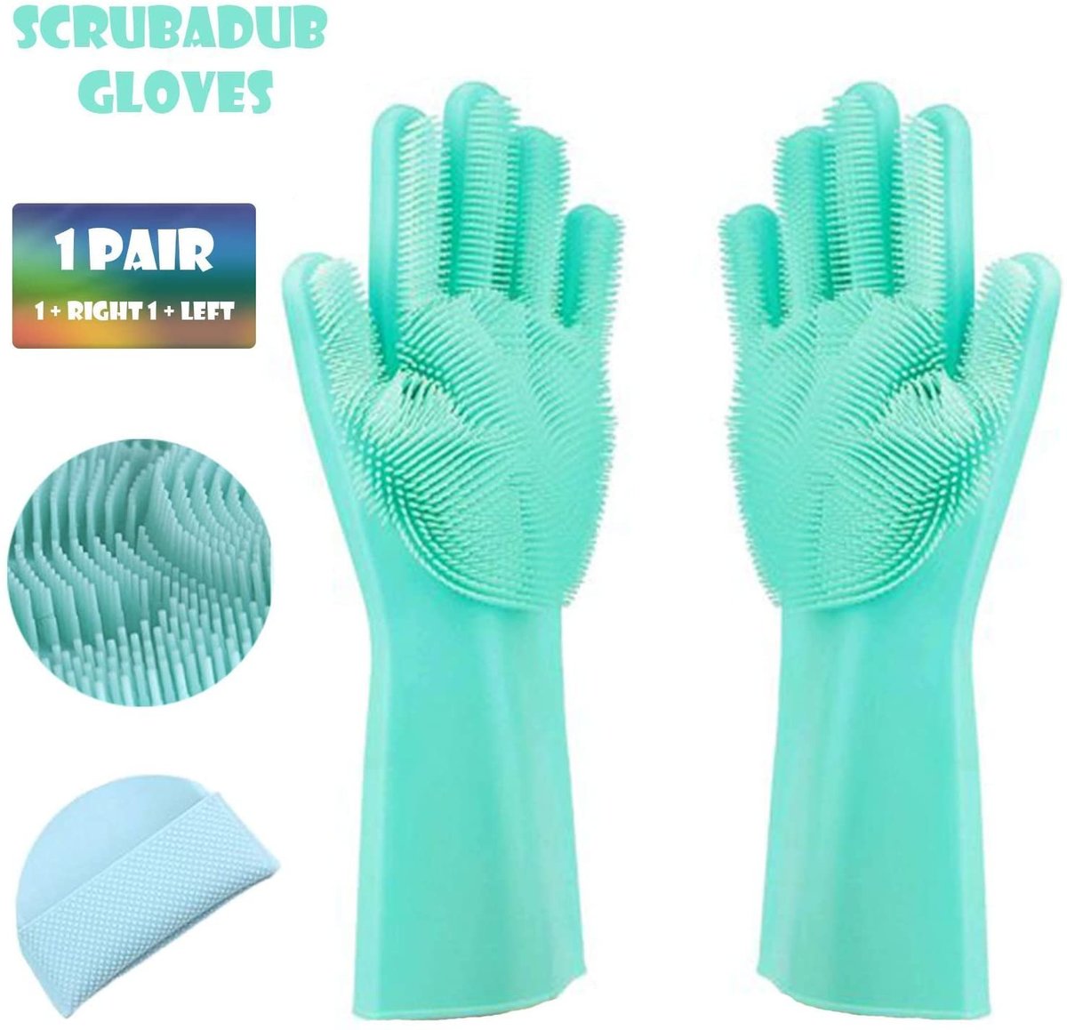 BLUE 多功能矽膠手套 滑硅膠洗碗手套 (中碼）