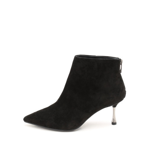 black suede high heel booties