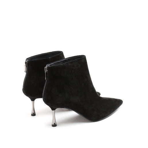 black suede high heel booties