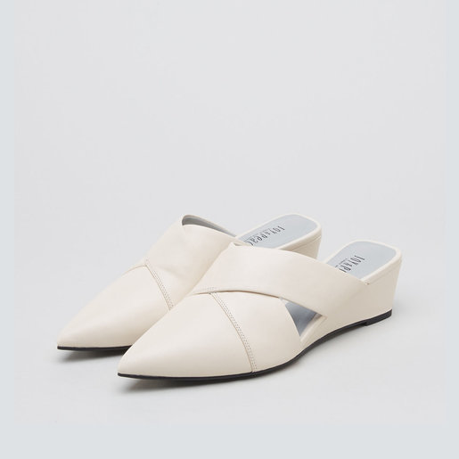 white leather mules