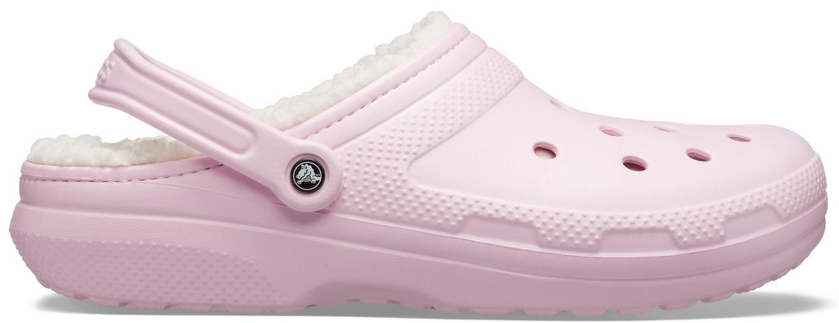 pink classic lined crocs