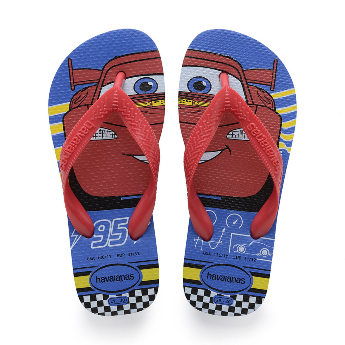 red and blue havaianas