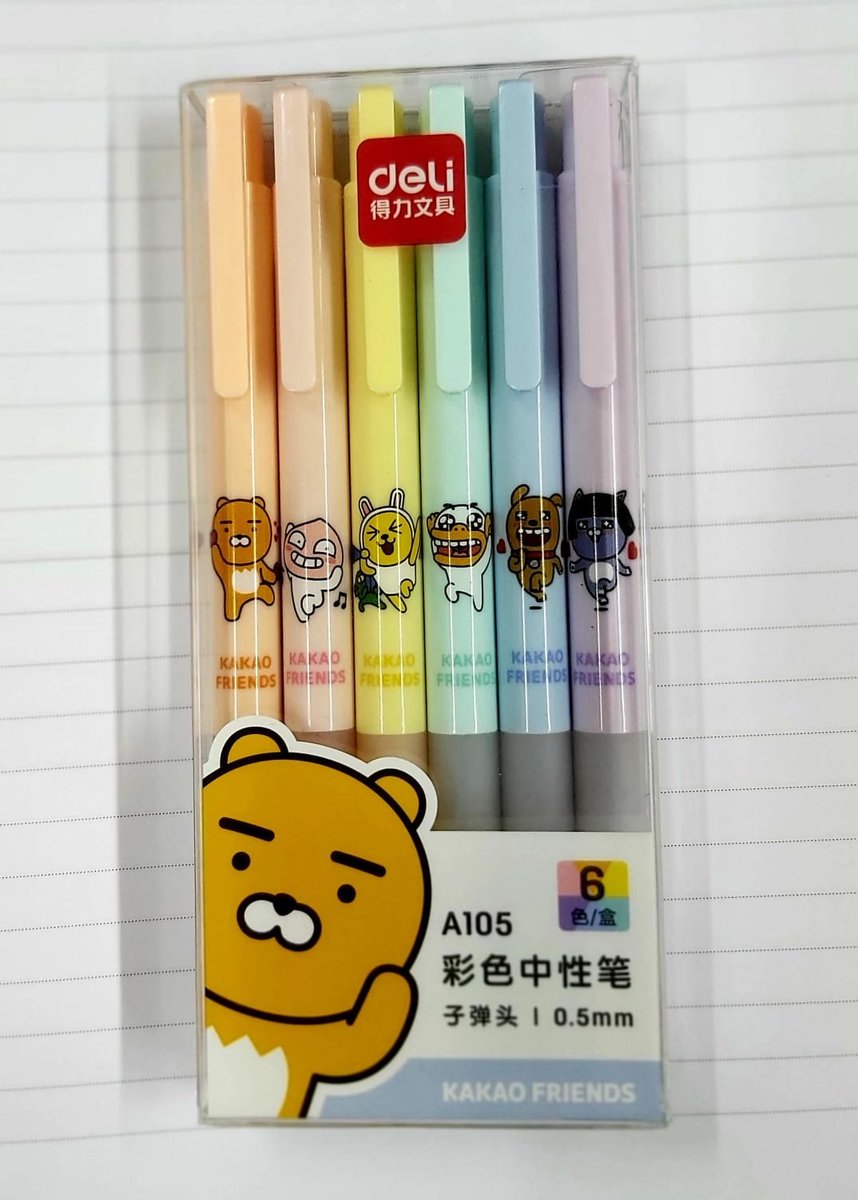 得力 Kakao friends 0.5mm 顏色原子筆套裝  ~ 6 色