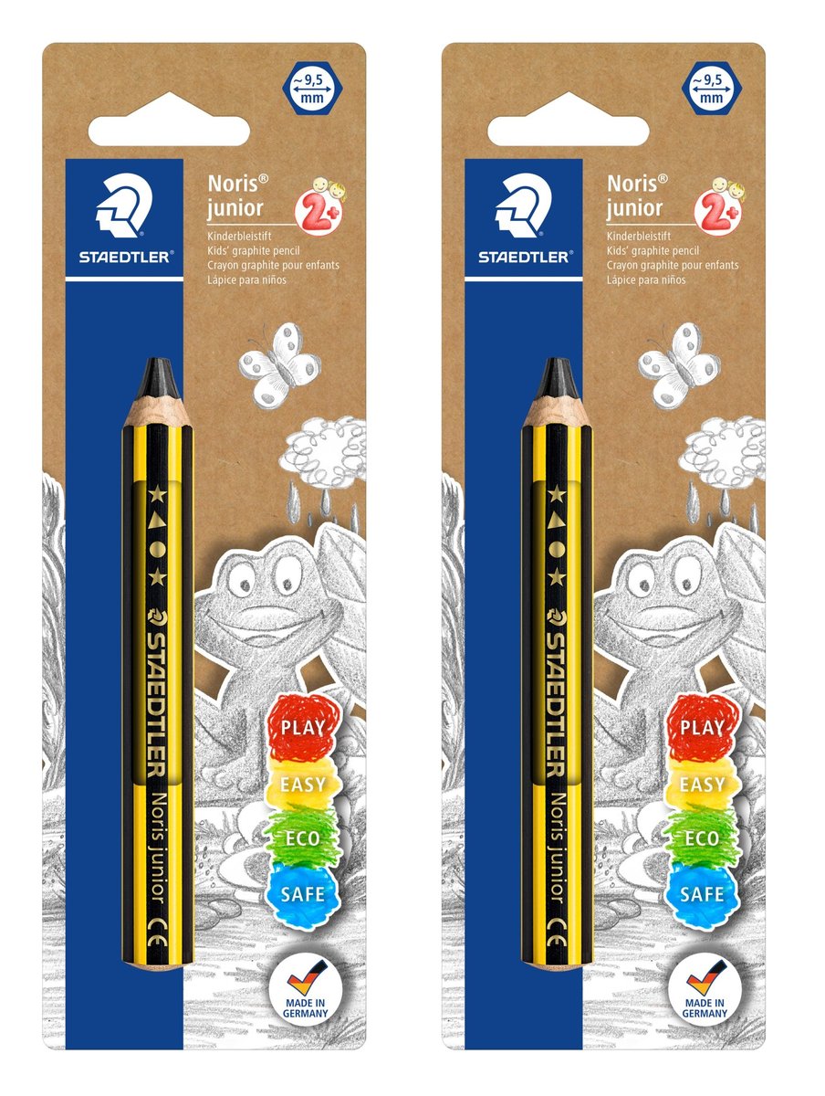 Staedtler  施德樓Noris junior 初學特粗鉛筆(黃黑桿), 2B, 9.5mm粗 