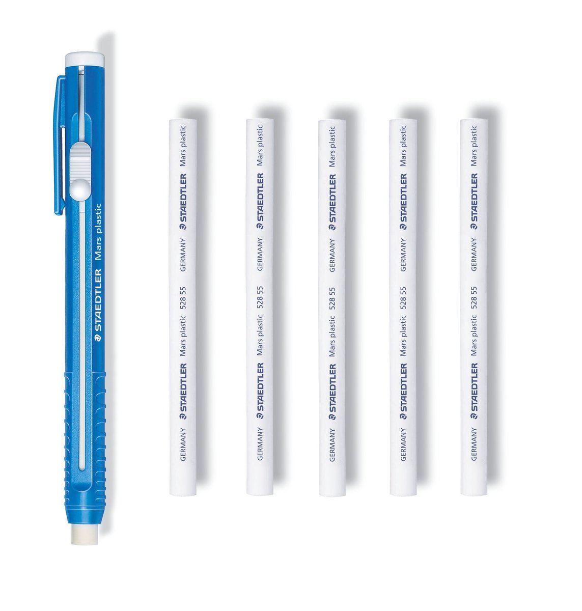 German brand Length adjustable body Mars plastic 528 50 Pen Shape Eraser 3set Solid eraser with little residue Refills 6pieces STAEDTLER Stick Eraser Set 