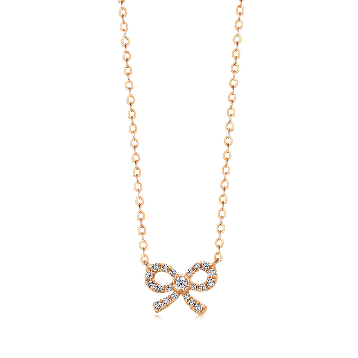 Minty Collection 18K Rose Gold Diamond Bowtie Necklace