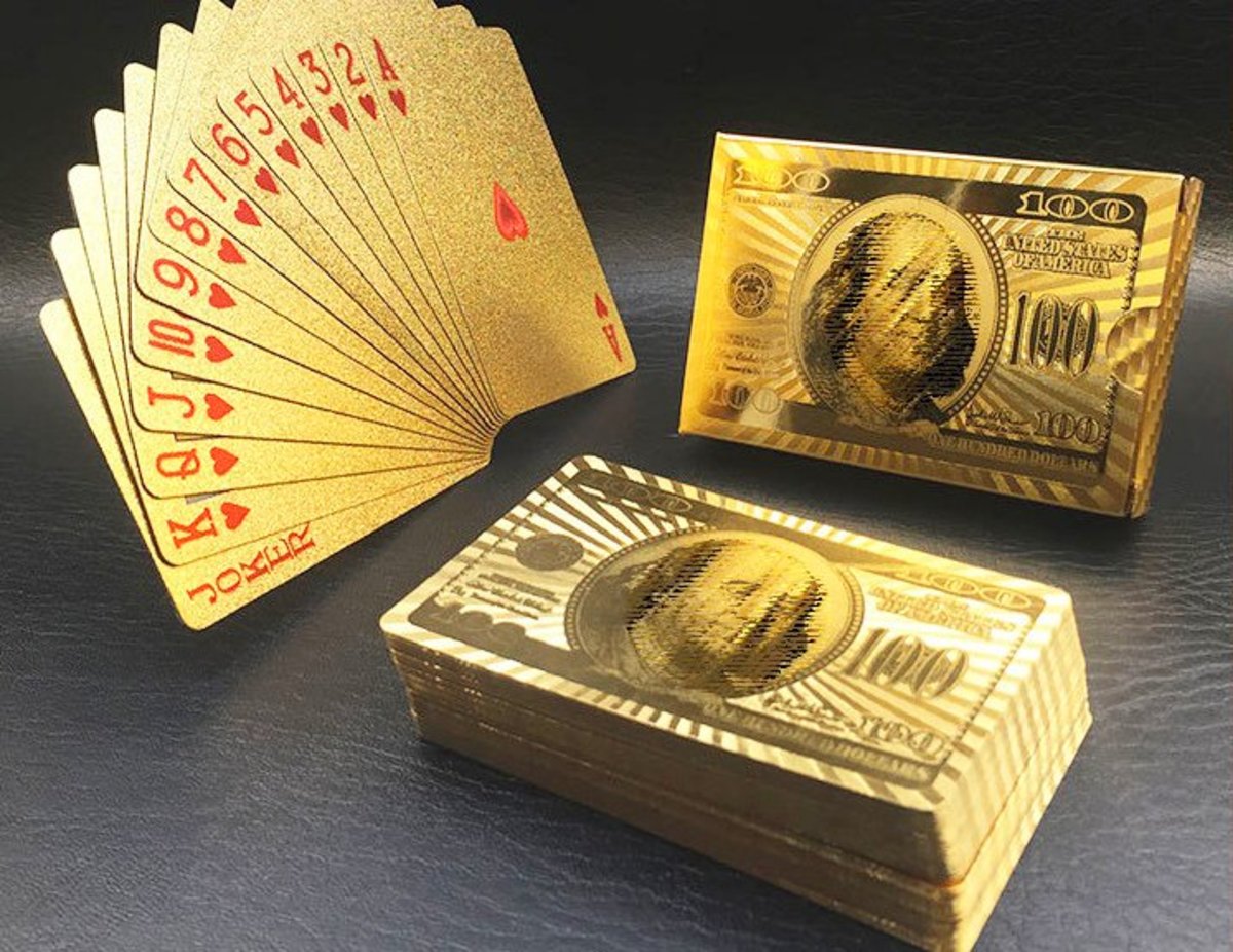 防水PVC可水洗啤牌扑克牌（土豪金 美元）