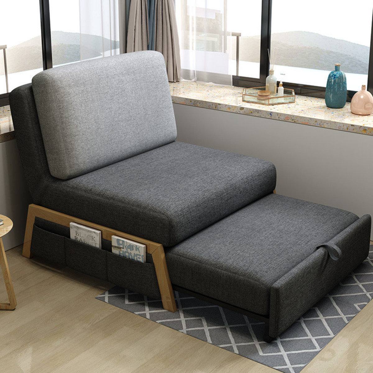 Cherry furniture Nordic multifunctional fabric sofa single bed with folding sofa bed Color