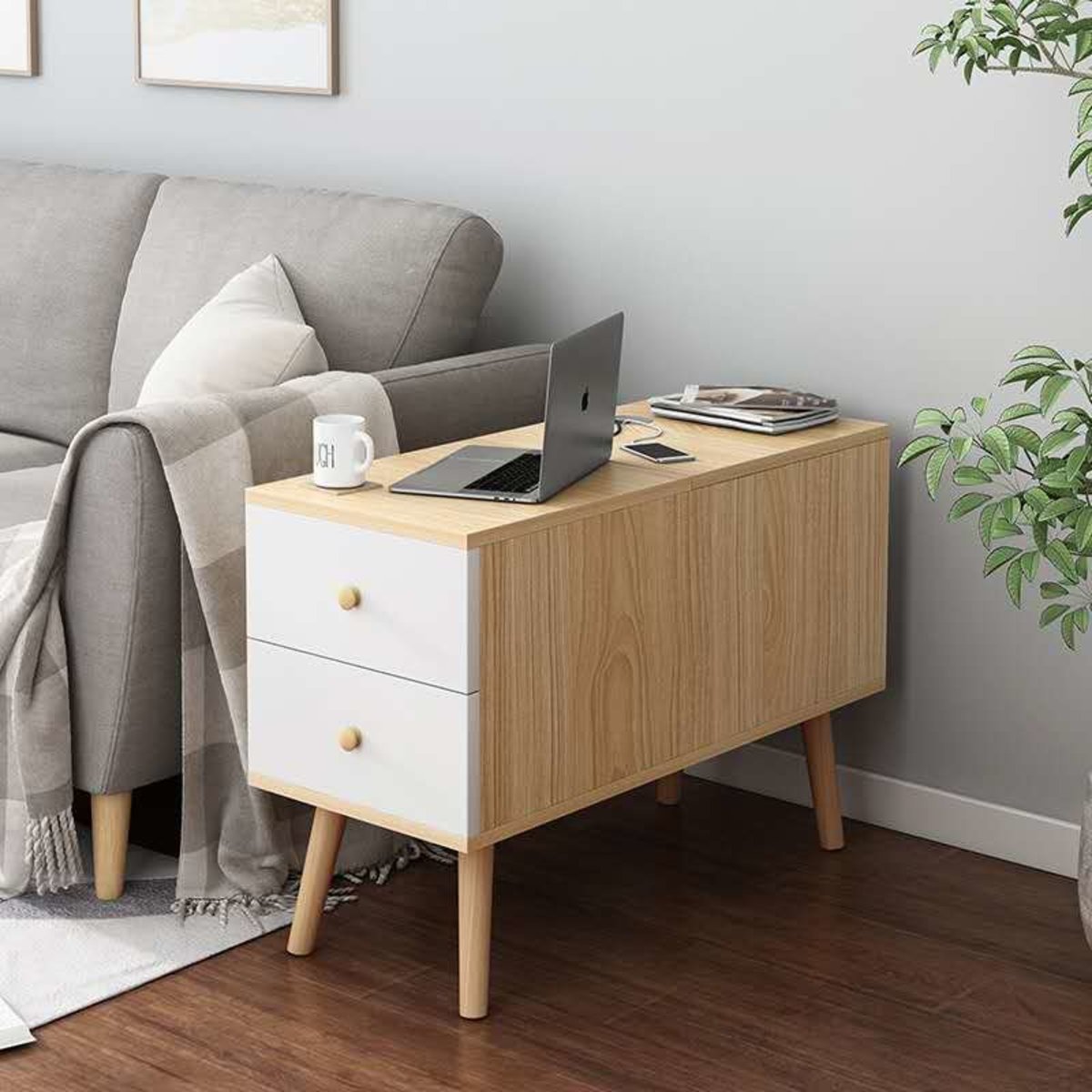 Cherry Furniture Sofa Side Cabinet Simple Living Room Sofa Corner Cabinet Long Storage Cabinet Color White 23èªç¶è² Size 60cm Hktvmall Online Shopping