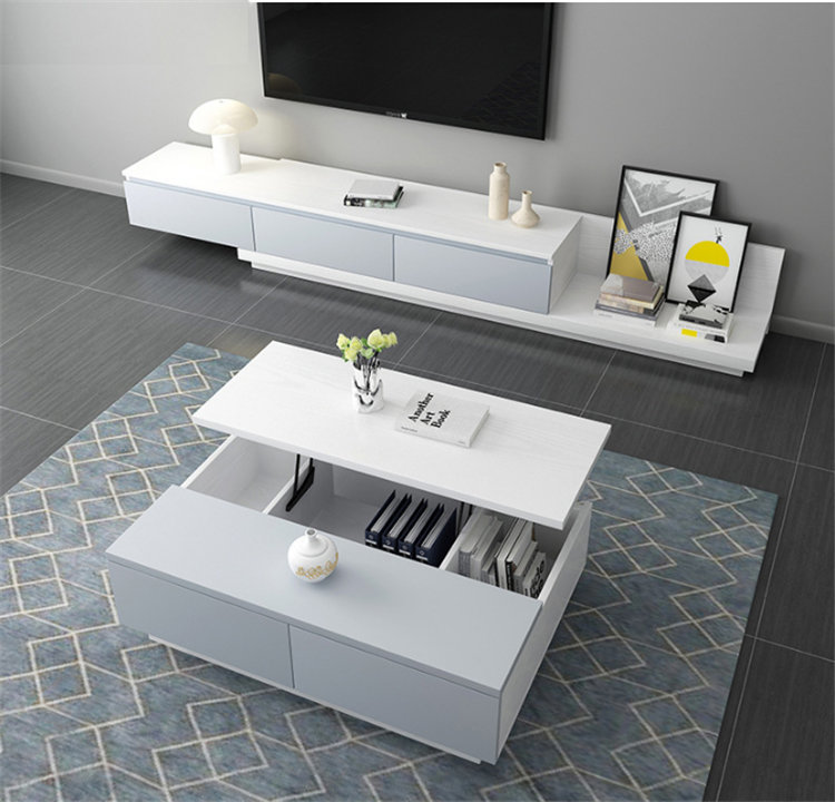 | طاولة تلفاز مع طاولة قهوة بتصميم حديث