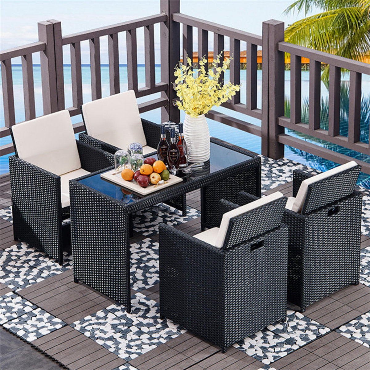 Outdoor wicker chair garden balcony table and chair combination garden outdoor wicker chair