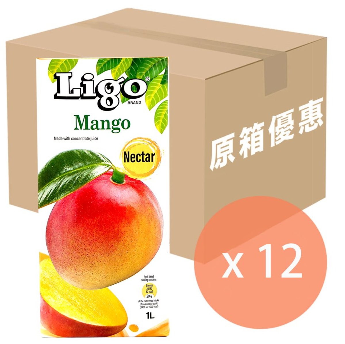 [原箱] LIGO - 歐洲直送 - 芒果汁 - 1公升 x 12