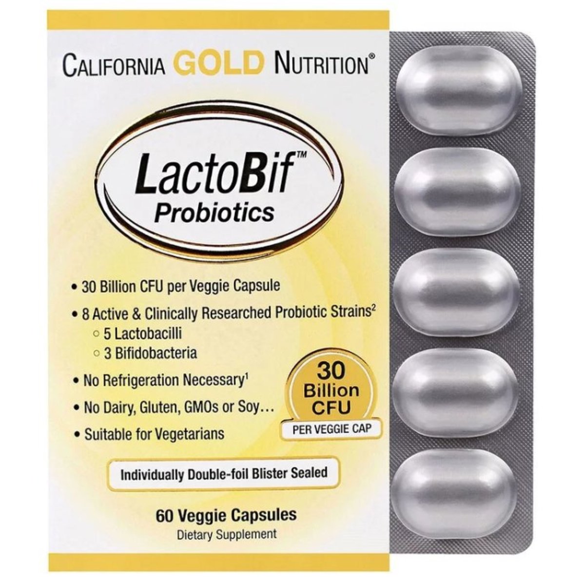 腸道益生菌300億60粒獨立包裝膠囊  美國FloraFIT®專利配方 LactoBif - 平行進口