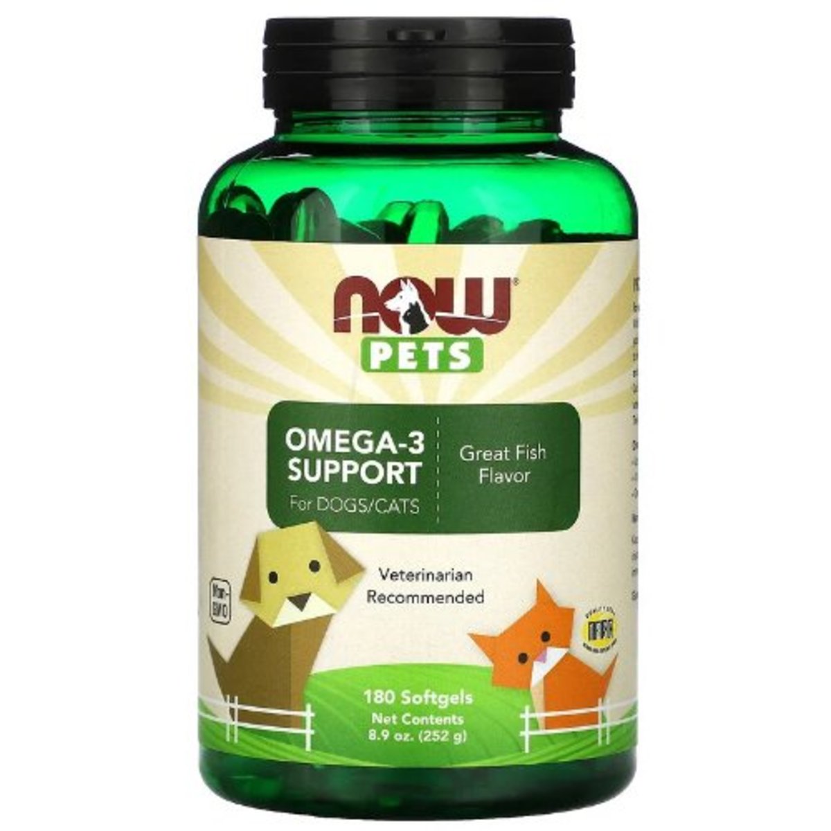 NOW FOODS | Pets, Omega-3 Support for Dogs/Cats, Great Fish Flavor, 180