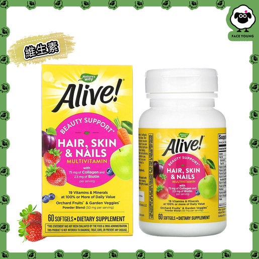 Nature's Way | Alive! Hair, Skin & Nails Multi-Vitamin, Strawberry, 60  Softgels[Parallel Import] | HKTVmall The Largest HK Shopping Platform