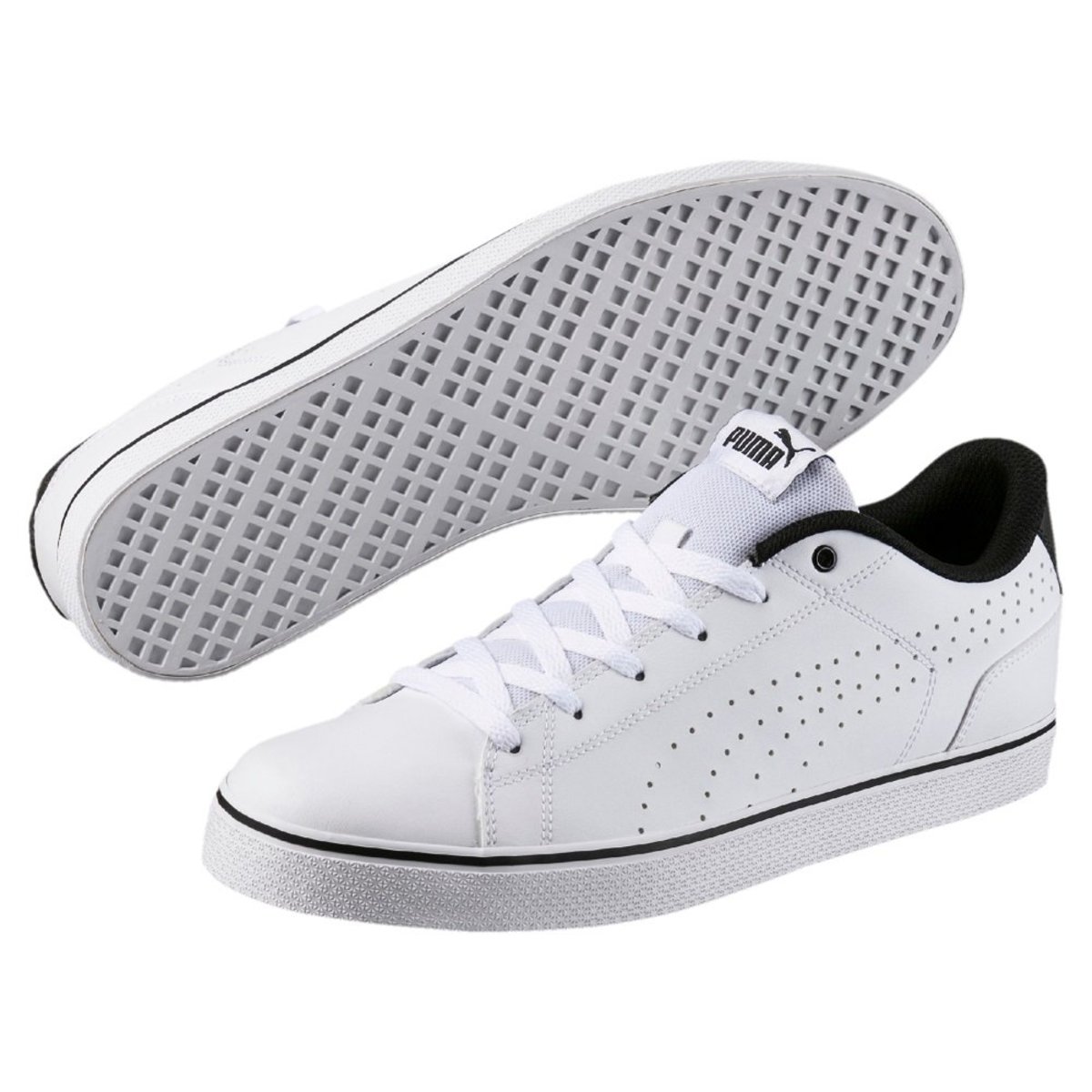 puma court point vulc white sneakers