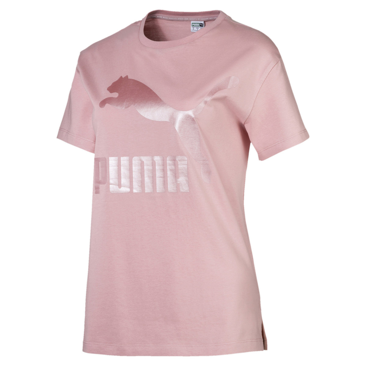 pink and white puma shirt