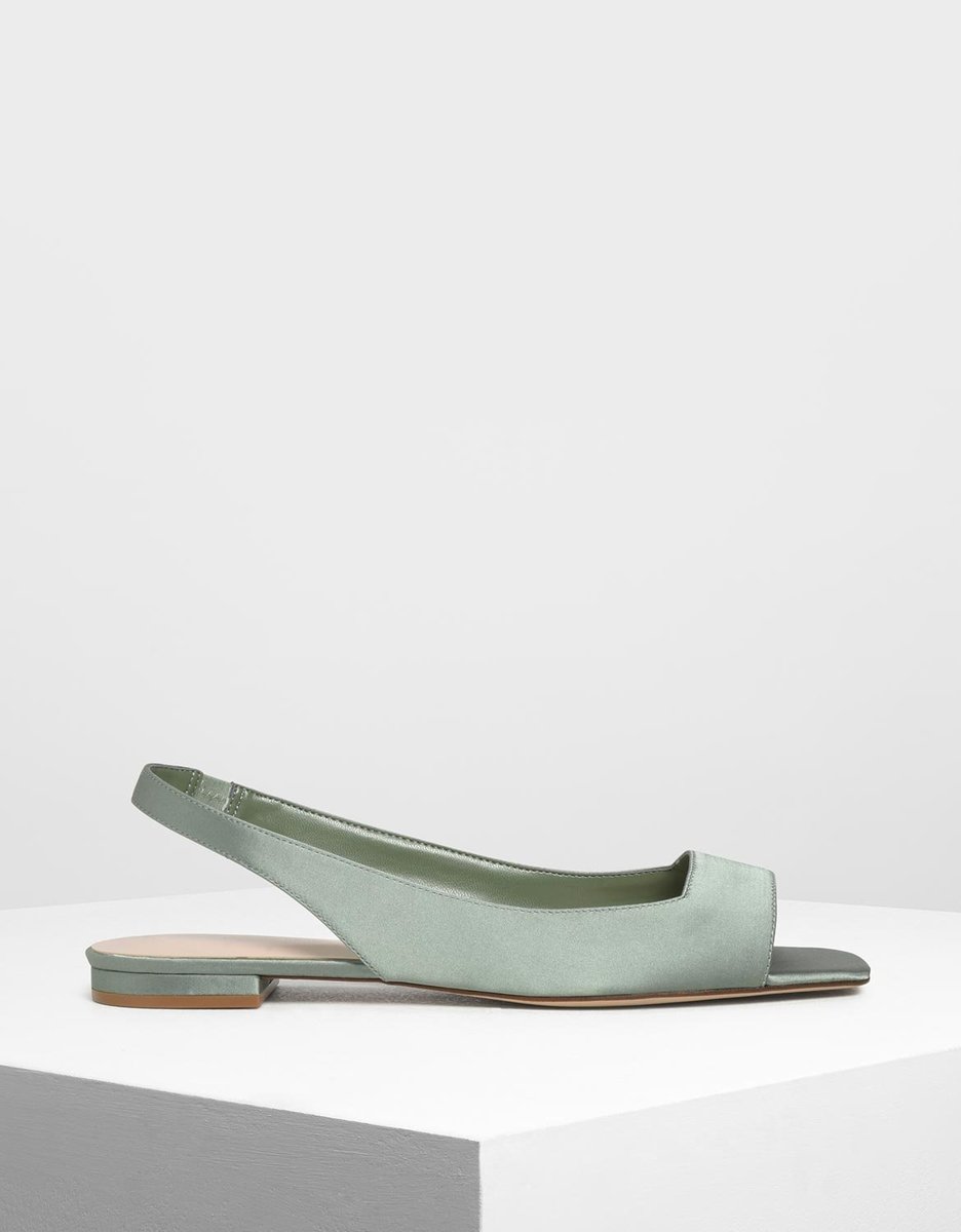 green satin flats