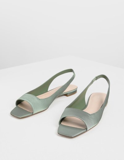 green satin flats