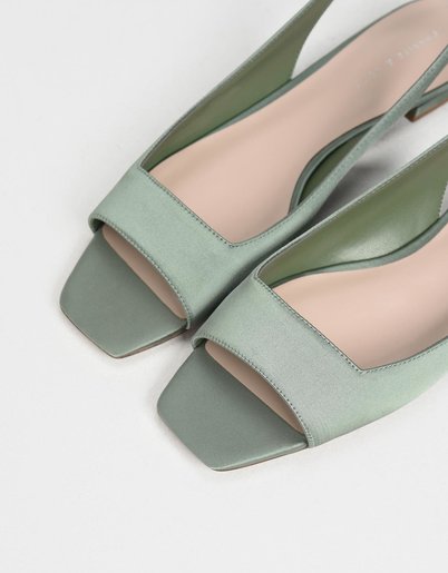 green satin flats