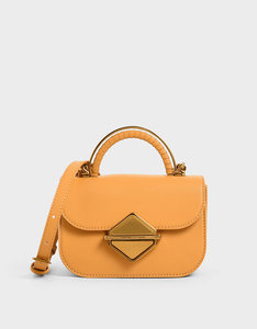 charles and keith two tone chain top handle bag