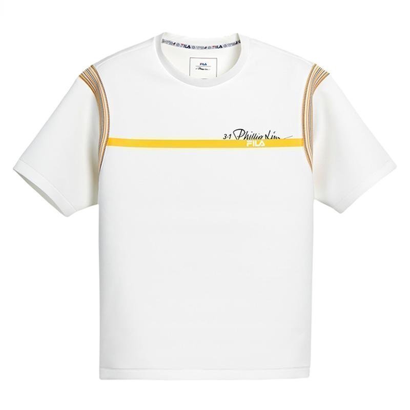 yellow and white fila shirt