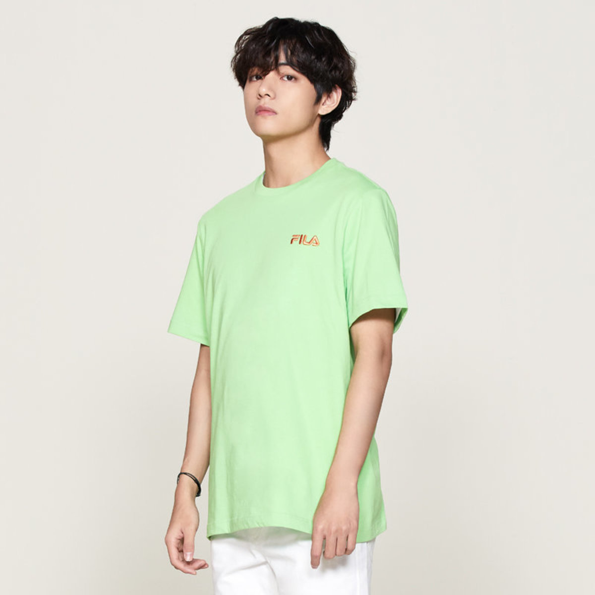 FILA BTS Unisex FILA Logo Tshirt Color Green Size