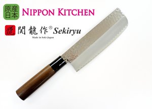 關龍作| SRH 日本不鏽鋼家用刀鎚目系列Nakkiri 菜切廚刀(啡色白楊木 