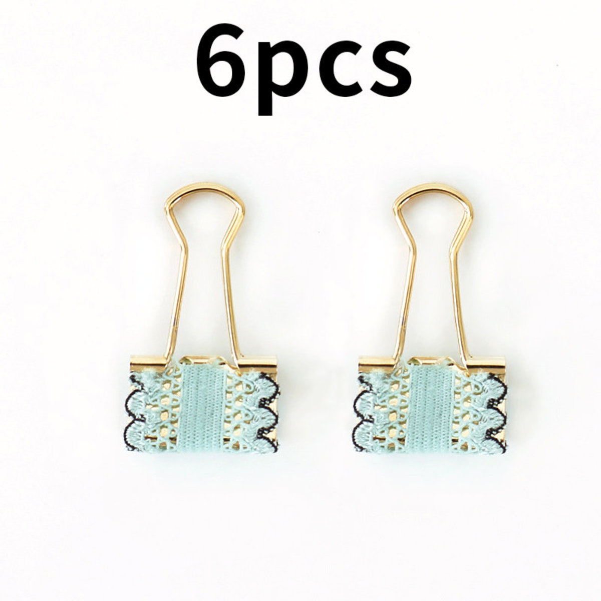 Green Lace Binder Clip 6 Pieces