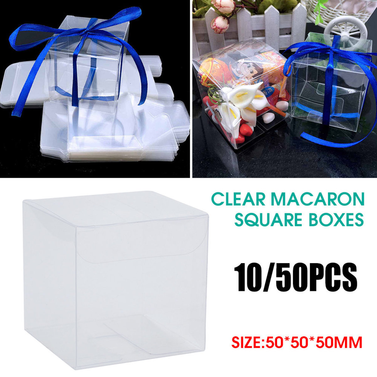 [10 packs] PVC packaging box square transparent packaging box small gift box cup cake packaging box biscuit box macaron box