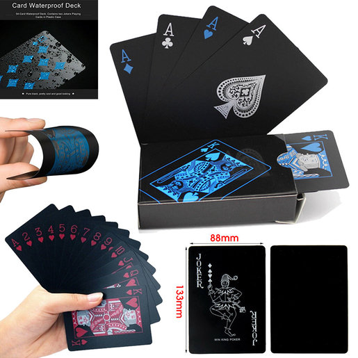 Black Waterproof PVC Poker Plastic Magic Table Game Club Playing Cards Set Gift 