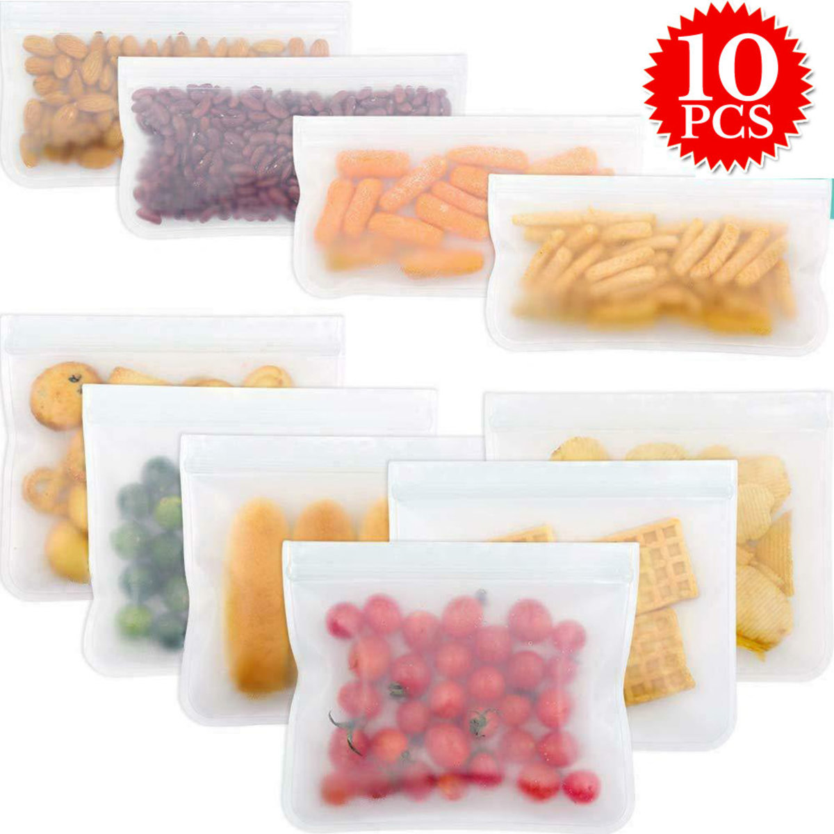 [10 Packs] Refrigerator Sealed Bag Ziplock Bag Zipper Type Household Economic Pack Freezer Special Food Storage Fresh-keeping Bag Food Fresh-keeping Bag Refrigerator Food Storage