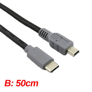 Tuenmall - 50cm USB3.1 Type-C to Mini USB cable type-c mobile phone OTG cable type-C mobile phone to camera cable charging cable