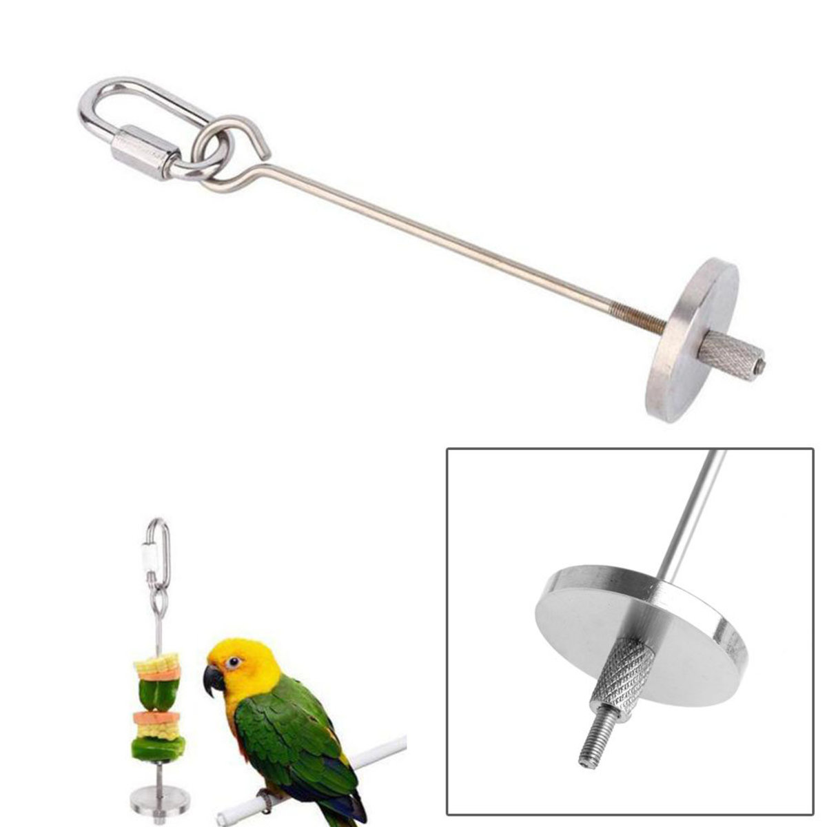 12/20Cm Stainless Steel Small Parrot Toy Kabob Food Stick Scooter Fruit Skewer 