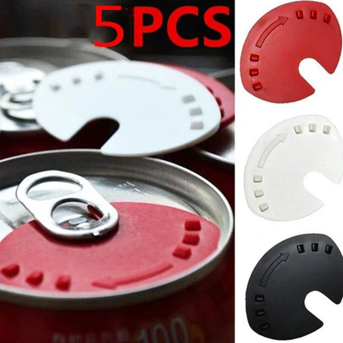 5pcs Beverage Can Lid Cap Soda Soft Drink Snaps Tops Cover Lock Sealer Protector
