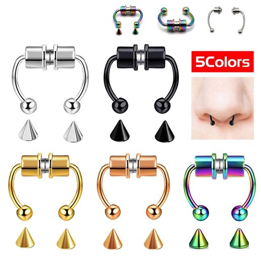 Stritra | Septum Nose Ring Segment Tragus Faux Clicker Non-Piercing Magnetic | Color : Silver | HKTVmall The Largest HK Shopping Platform