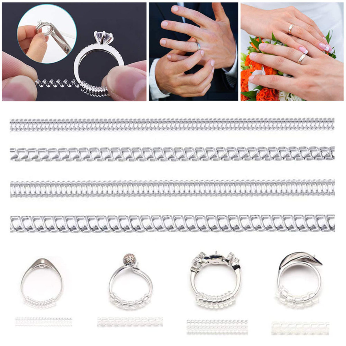 Tuenmall | 4 Sizes/set Clear Ring Size Adjuster Insert Guard Tightener ...