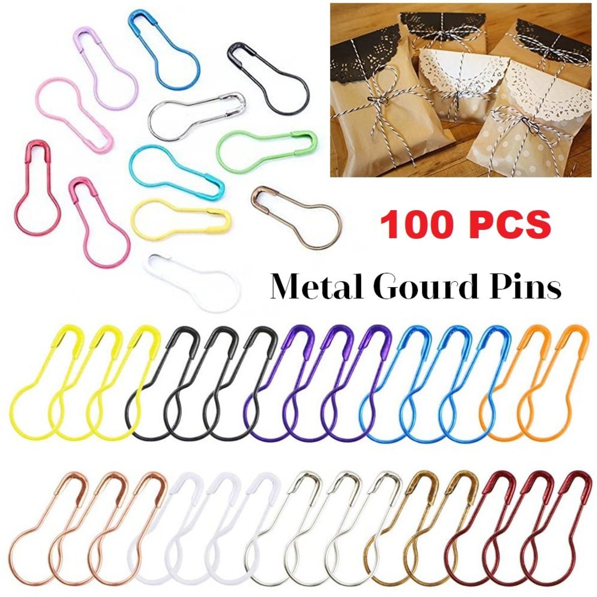 屯團百貨 | 【100個裝】小扣針 金屬防解服裝吊牌 葫蘆造型扣針 diy標記配件安全記號扣針 小別針 安全別針 彩色別針 ...