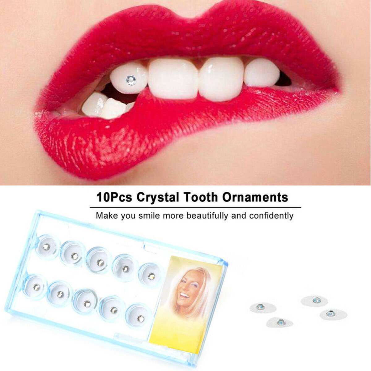  4 Sets drill stickers manicure decors teeth decoration teeth  ornament DIY teeth art diamond DIY teeth crystals tooth jewelry gems makeup  kit grill plastic make up : Health & Household