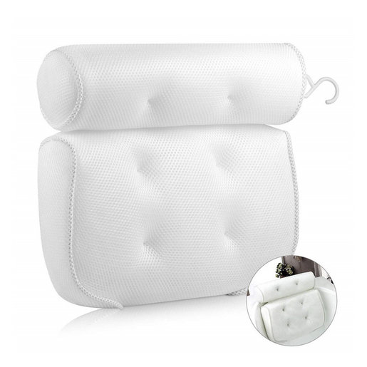 Breathable 3d Mesh Spa Bath Pillow With, Shower Curtain Liner With Magnets And Suction Cups In Taiwan