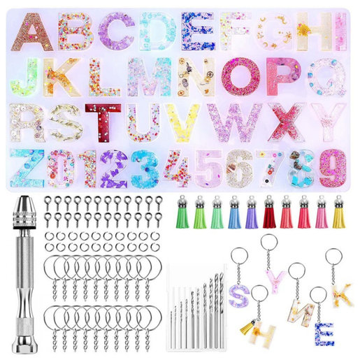 Tuenmall, 172pcs Epoxy Resin Molds Casting Letter Alphabet Number Silicone  Mould Craft Kit