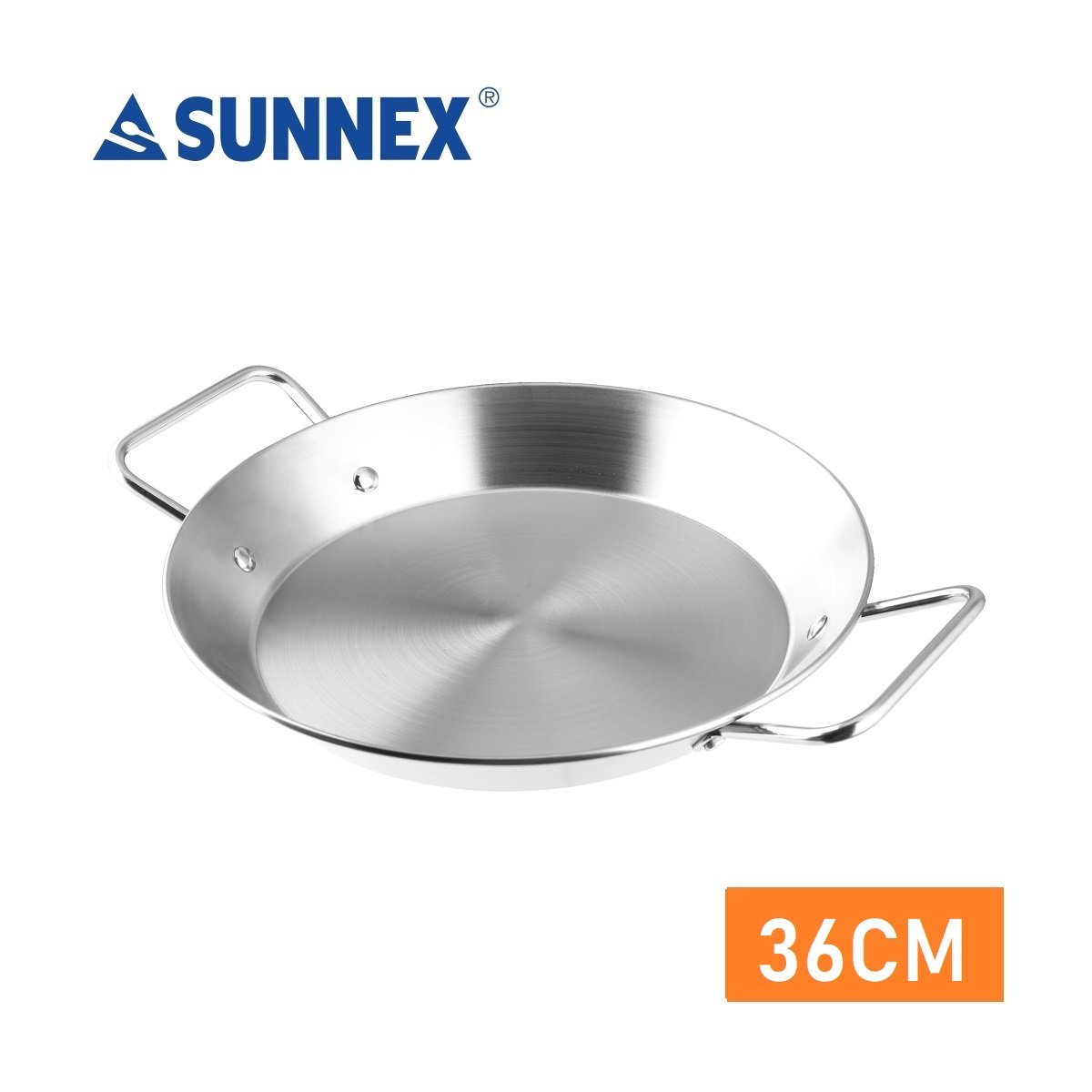 Stainless Steel Paella Pan Double Handle Plate 36cm