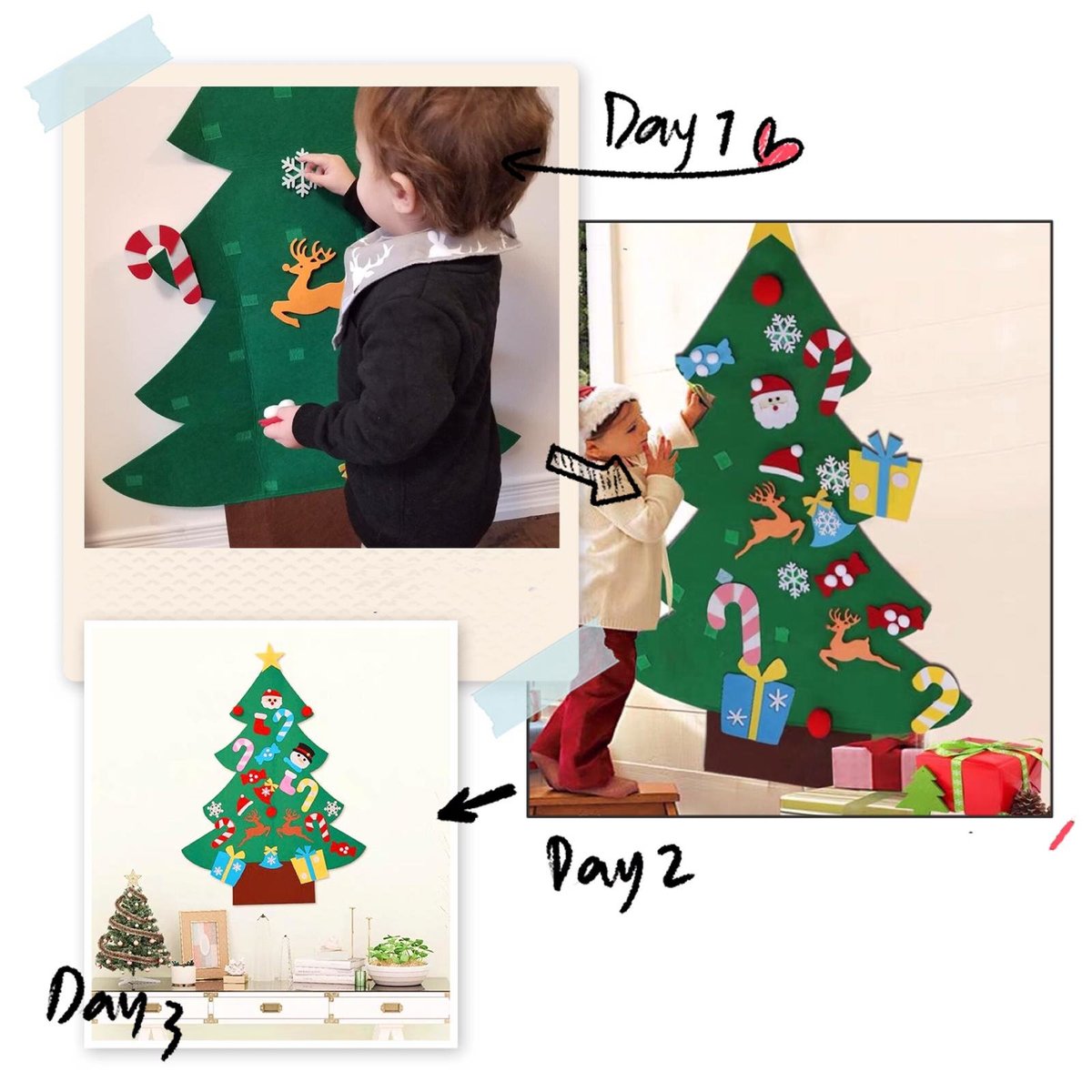 DIY Wall Mounted Christmas Tree Decoration 1 set contains Tree, Accessory bag