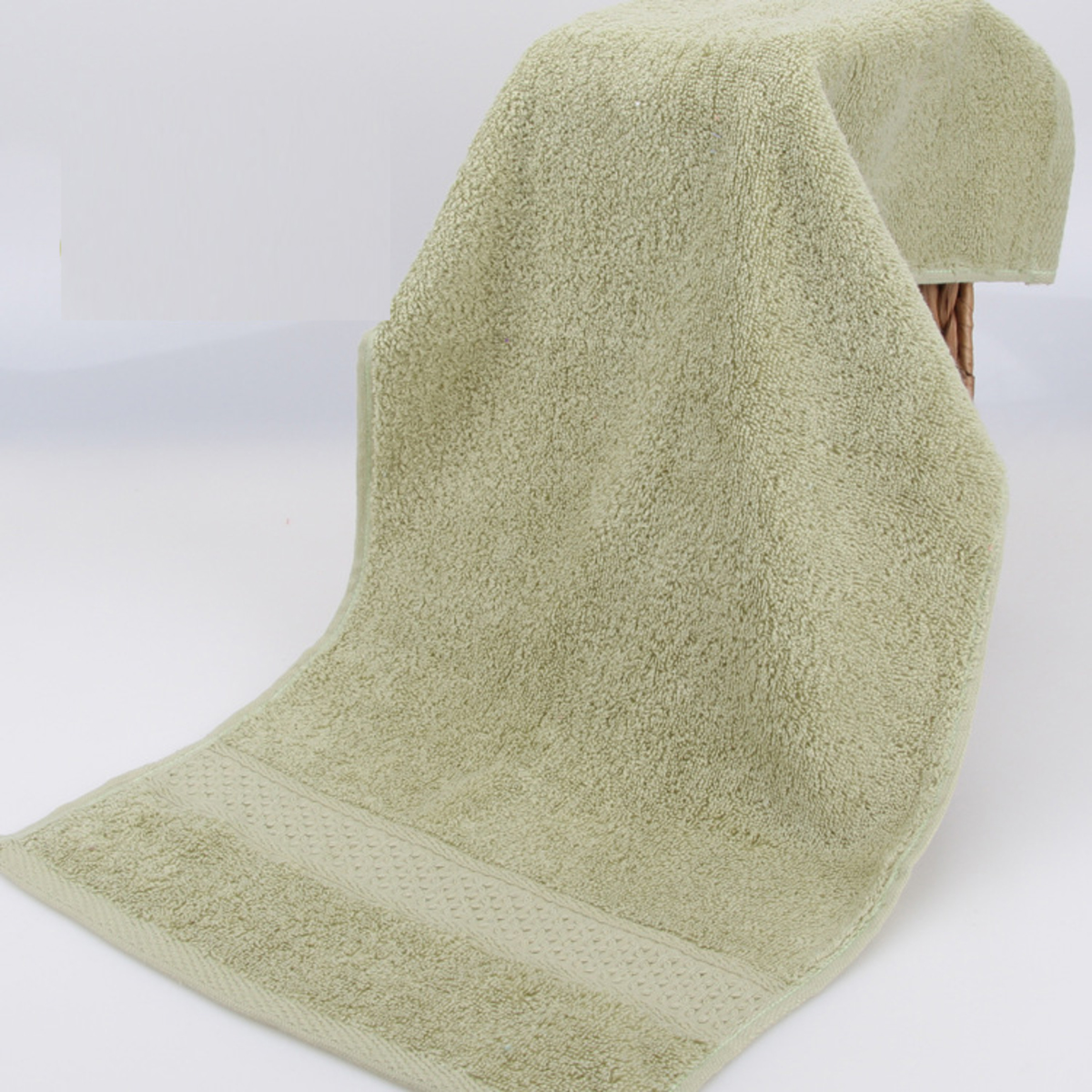 糖果色超柔軟純棉毛巾 淺綠色(74x33cm)(平行進口)