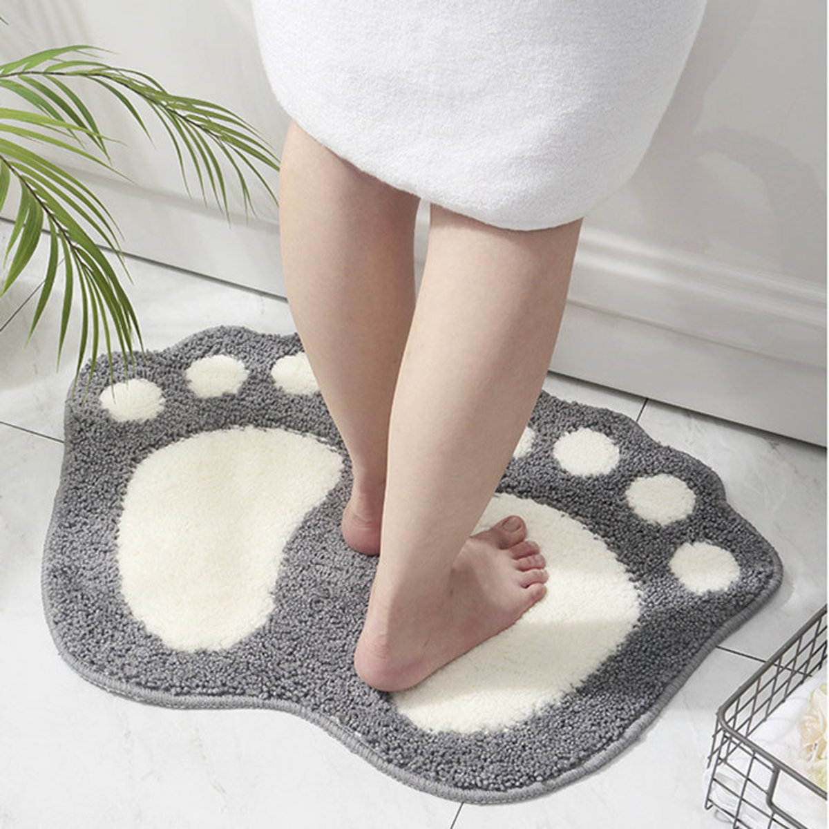 Homegoods Hk Slip Proof Absorbent Lovely Footprint Bathroom Mat Door Mat 40x60cm Color Grey Hktvmall The Largest Hk Shopping Platform
