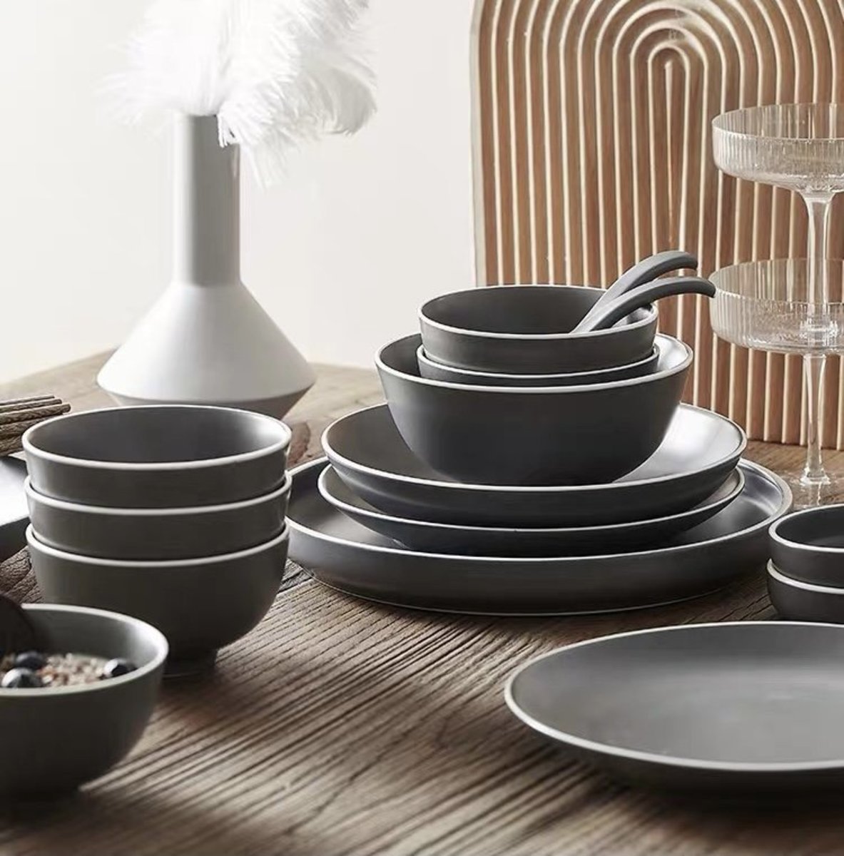 Matte bowls, rice bowls, noodle bowls, soup bowls, matte tableware