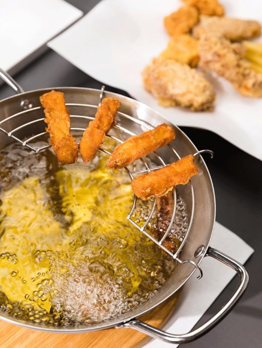 Japan stainless steel fryer tempura pan