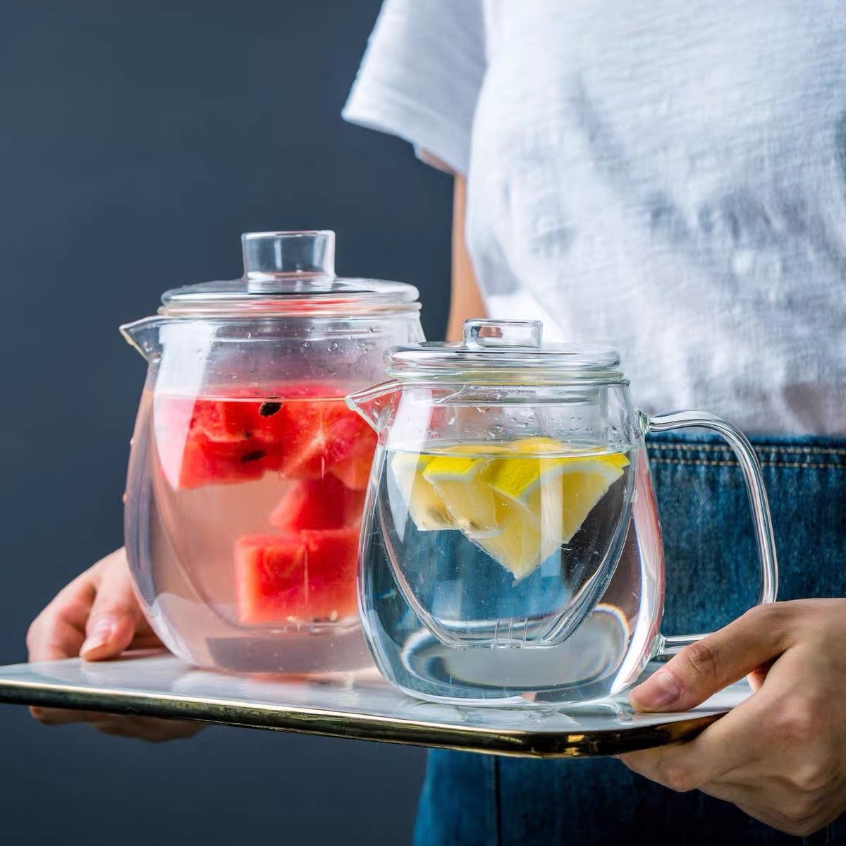 【可加熱】花茶玻璃茶壺 花茶壺 水果茶 鴨嘴壺 功夫茶具 內膽過濾煮茶壺 過濾茶壺 透明茶壺 玻璃茶具