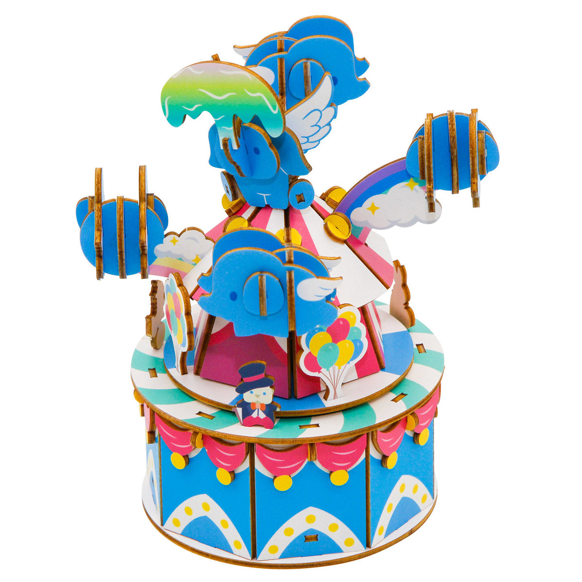 3D Plywood Puzzle - Music Box: Playground Series - Flying Baby Elephant