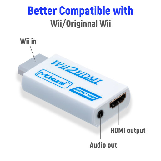 Mcbazel Wii To HDMI Converter,Full HD 1080P Video Adapter Converter With 3.5mm audio